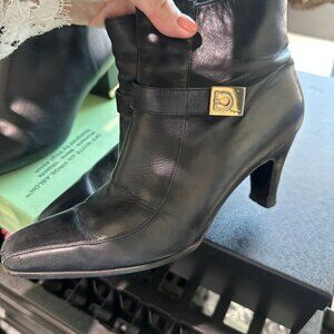 Salvatore Ferragamo Black Leather Ankle Boots Size 5